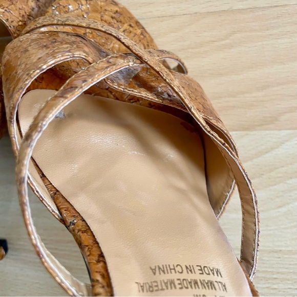 Andiamo Women's Patent Cork Slip On Strappy Heels Wrap Sandals Open Back, Brown - Picture 7 of 9